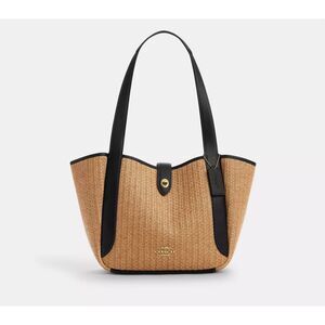 LAST NWT COACH Hadley Turn Lock Tote Bag
Toast/Black Straw Smooth Leather CAL87